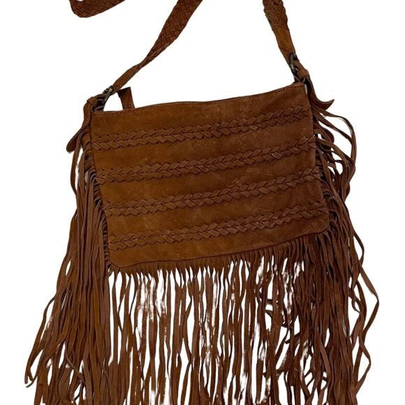 Muche et Muchette Fringe Suede Crossbody Bag | Boho Braided Strap, Festival - Picture 7 of 7